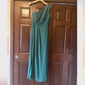 NWT Social Bridesmaid- emerald green, one shoulder, size 8